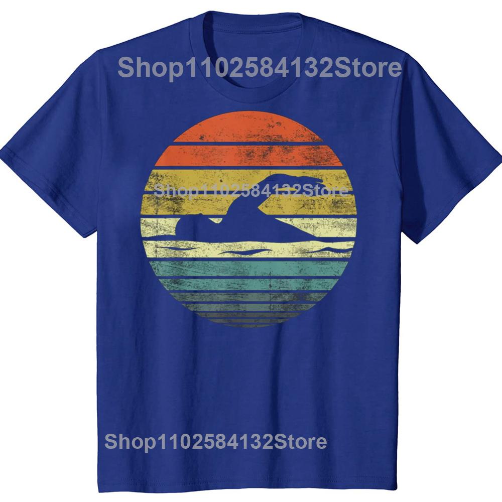 Swimmer Retro Vintage Sunset Swim Swimming Tshirts Men Womens Fashion Casual Tshirt 100 Cotton Loose Oversized T Shirt