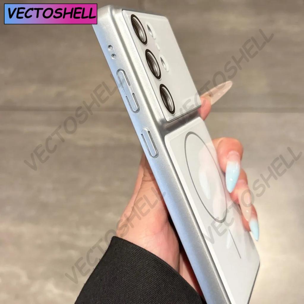 Luxury For Magsafe Wireless Charge Case For Samsung Galaxy S26 S25 S24 FE S23 Ultra Plus Camera Lens Protection Shockproof Cover
