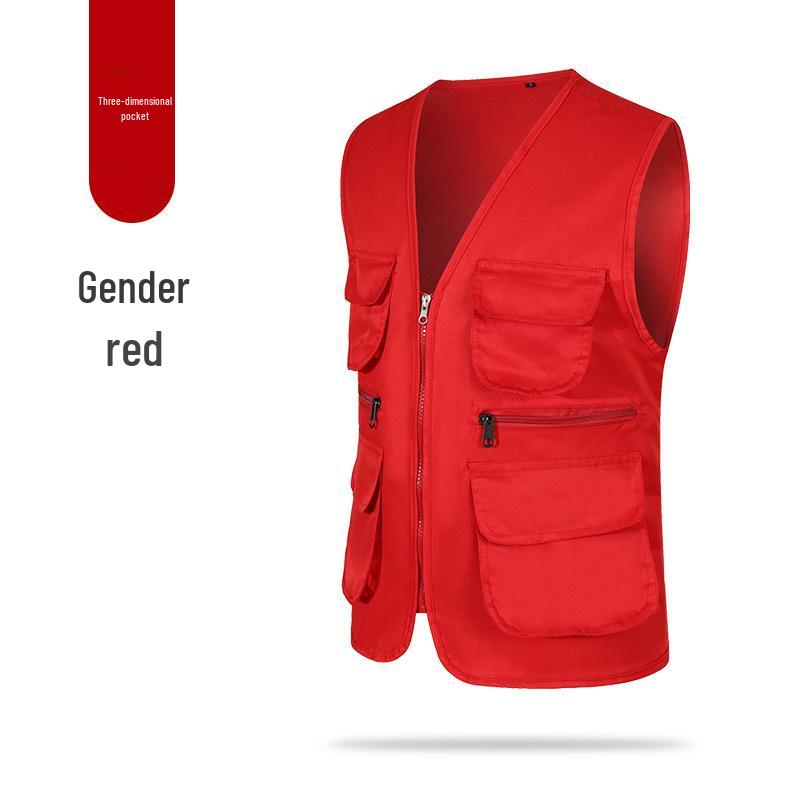 Custom Logo Multi-Pocket Reflective Safety Vest for Photography, Volunteers, and Construction