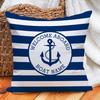 Custom Nautical Anchor Pillow Covers Personalized Boat Name Decorative Throw Pillowcases For Home Sofa Yacht Beach House Decor