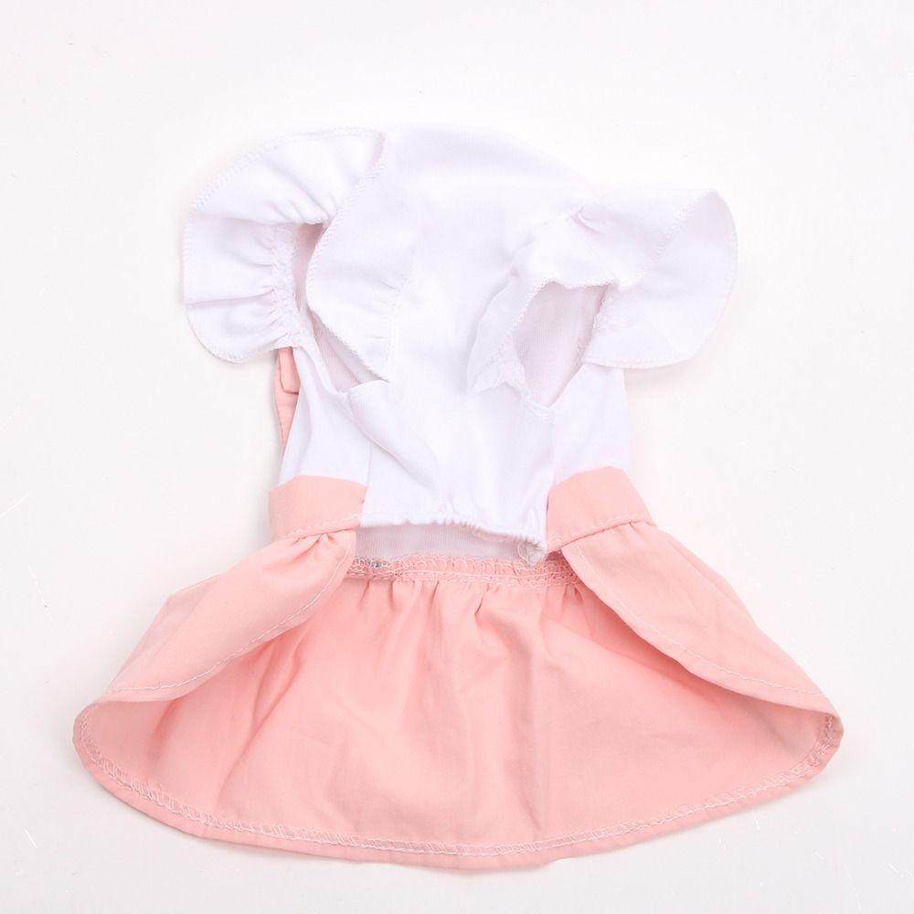 Cartoon Dog Round Neck Dress With Bow-knot Pet Pleated Skirt Dog Dress  Pet Supplies