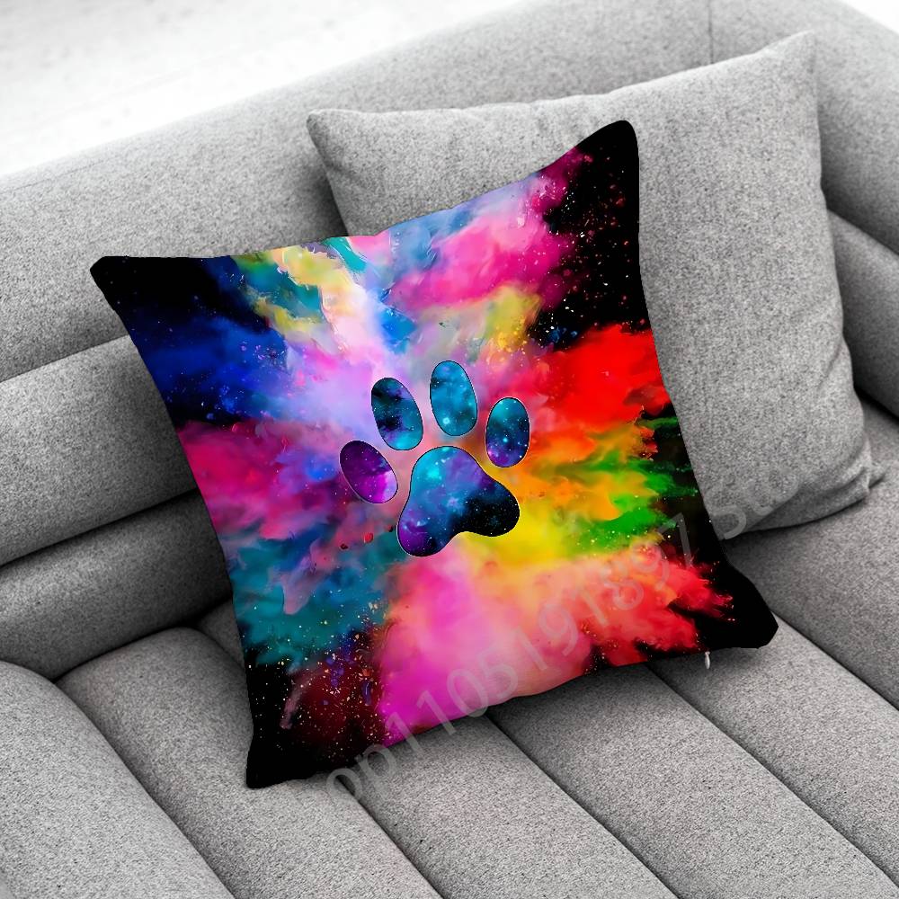 Dog Footprints Puppy Paw Print  Throw Pillow Case For 50x50cm 30x30cm 55x55cm 45x45cm 40x40cm Square Bed Pillowcase Cover