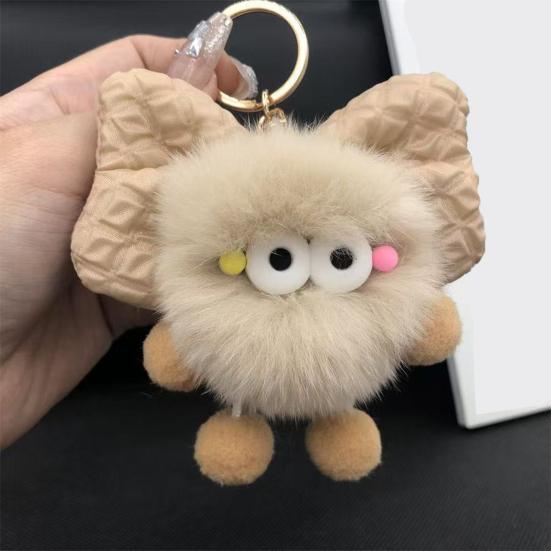 Keychain Plush Fur Bow Soft Imitation Fur Car Keychain Bags Backpacks Handbags Decorative Accessory