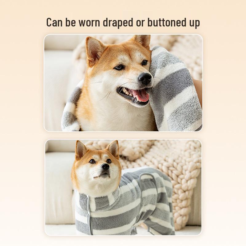 Extra Large Quick-Dry Absorbent Dog Bathrobe for Golden Retrievers and Shiba Inus