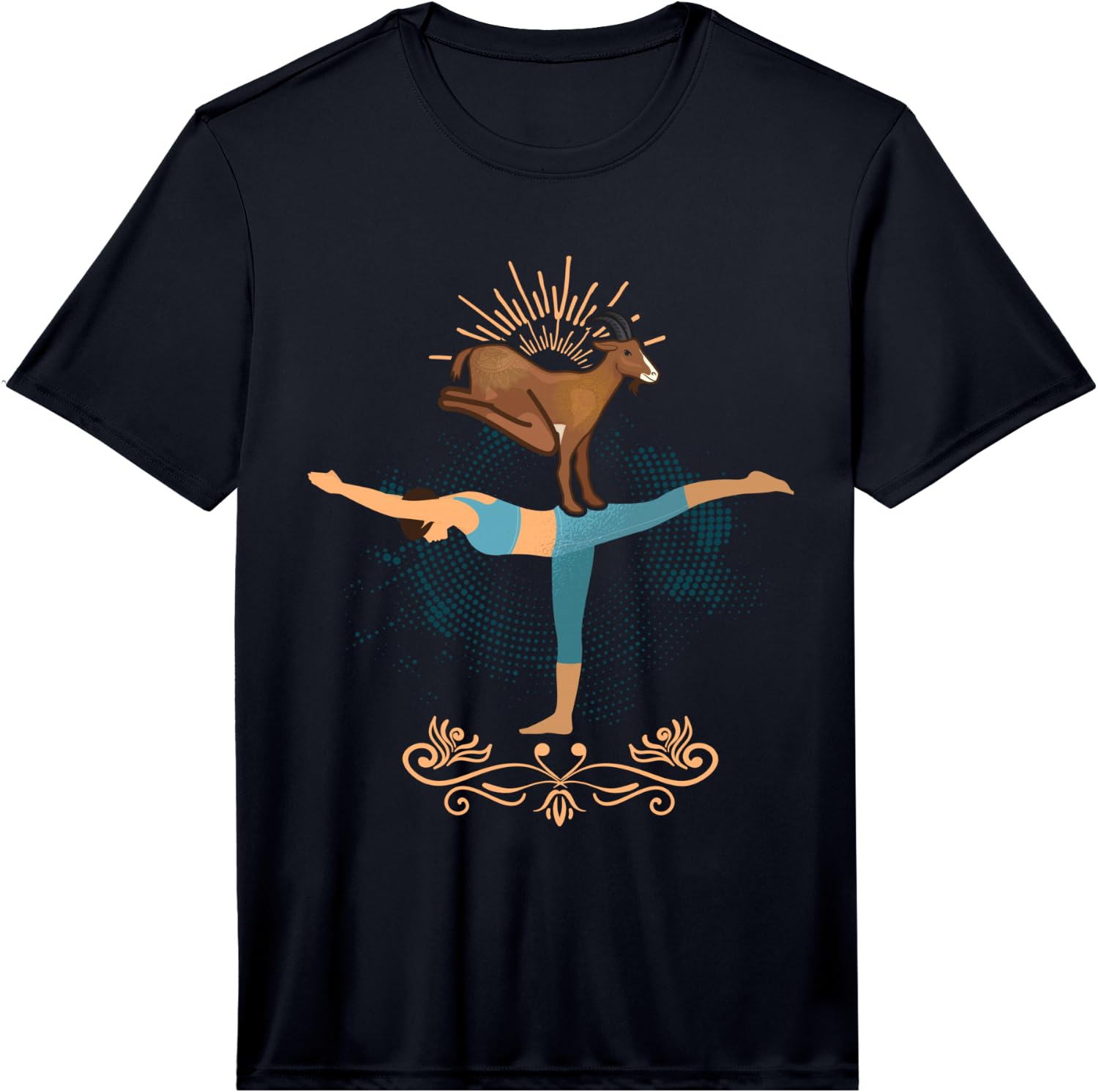 Funny Woman & Goat Yoga Spiritual Friends Yogi Warrior Pose Performance  Unisex T-Shirt L