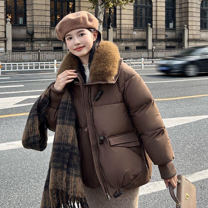 Fur Collar New Style Down Cotton Coat for Women Winter Korean Version Thickened Cotton Coat Small Loose Cotton Jacket