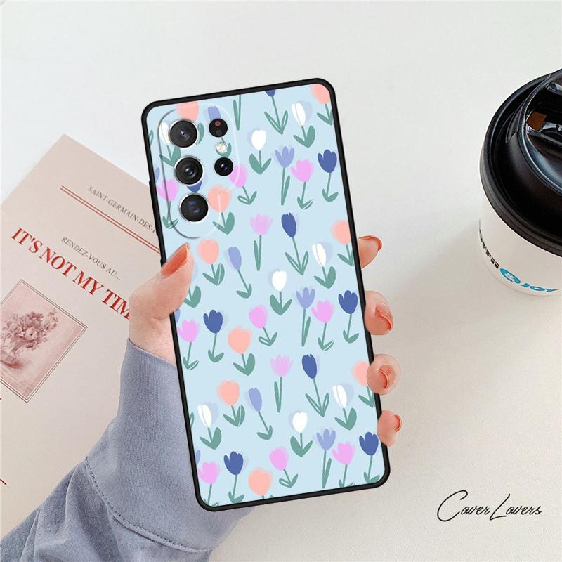 Tulip Flower Phone Case For Samsung Galaxy S24 S25 S23 S22 Ultra Note 10 20 Plus S20 S21 FE Cover