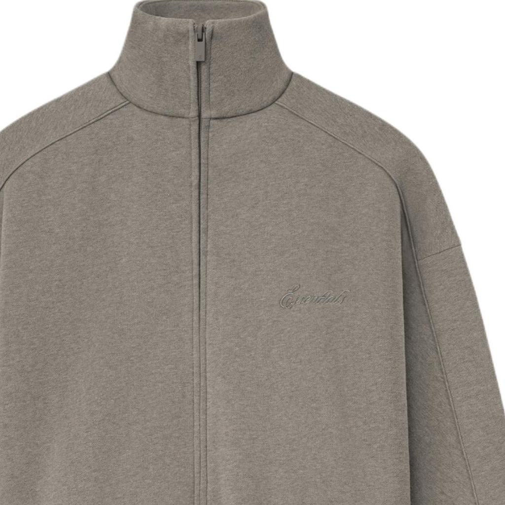 Fear of God Essentials Modern Fleece Track Jacket With Piping Homestead Heather Men Outerwear Tan 202SP256893F