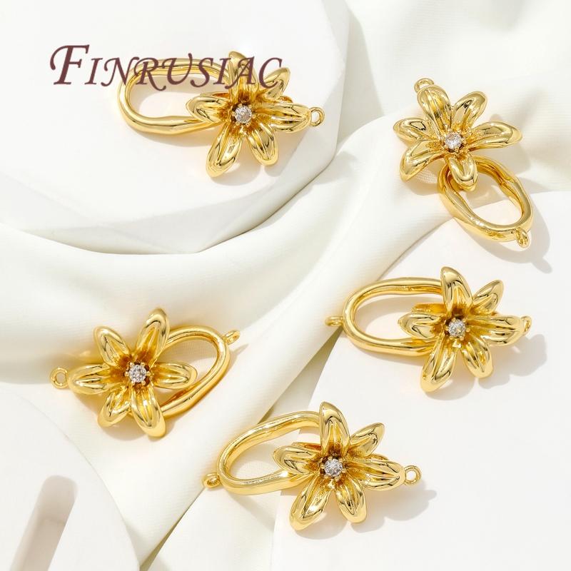 Connectors For Jewelry 18K Gold Plated Fasteners For Bracelets Flowers Shape Clasps Accessories For DIY Needlework Pearls Beads