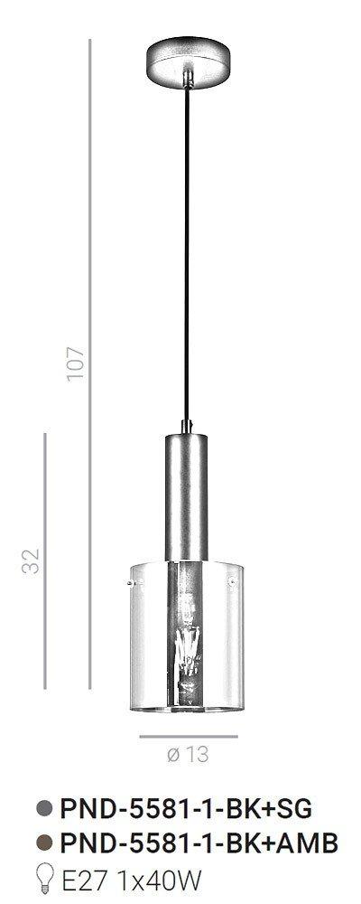 Lampa wisząca Sardo PND-5581-1-BK+SG Italux