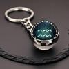 Kulatý svítící krystal zvěrokruhu Keychain - Panna & Lev