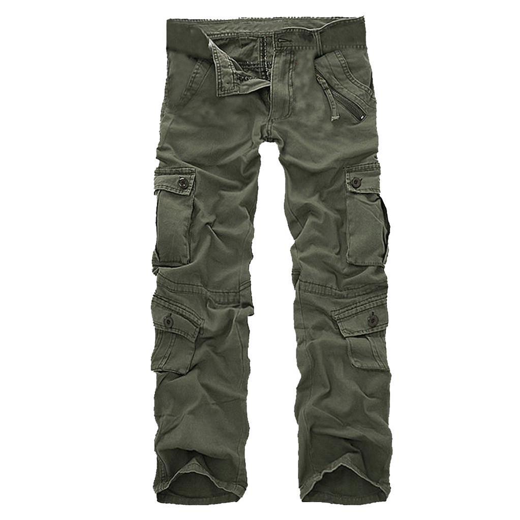 (SU)Herrenmode Casual Baumwolle Multi-Pocket Outdoor Arbeitshose Cargo Lange Hose