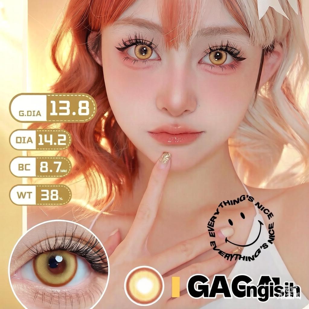 DOUBLEFISHPIG Ежедневные одноразовые цветные контактные линзы - Серия Genki: Ярко-оранжевый, Травянисто-зеленый, Синий, Фиолетовый, Желтый, Циан, Золотой, Розово-красный и Косплей-розовый