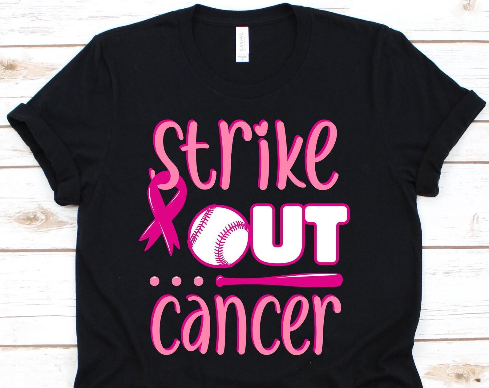 Strike Out Cancer Shirt, Breast Cancer Awareness For Breast Cancer Warrior Fighter, Pink Ribbon Tshirt For Breast Cancer Softball Player 2XL