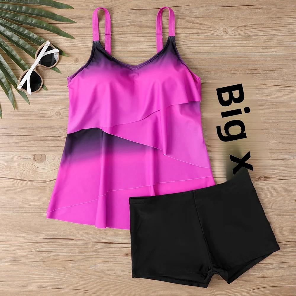 Women High Waist Tankini Summer New Design Printing Swimwear Swimsuit Bikini Bathing Suit Two Piece Set Beach Weart XS-8XL