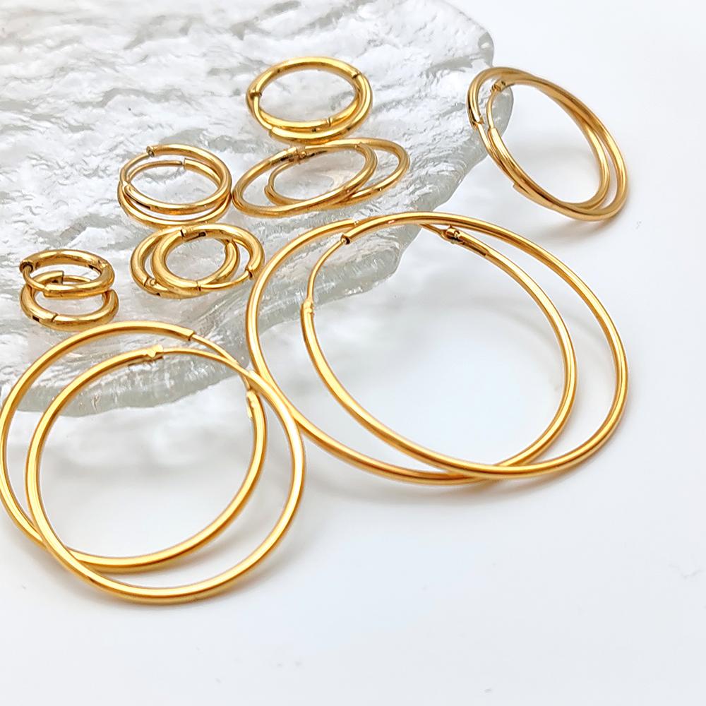 eManco Fashion Gold Size Circle Earrings Women's Jewelry Accessories Classic Stainless Steel Earrings Wholesale