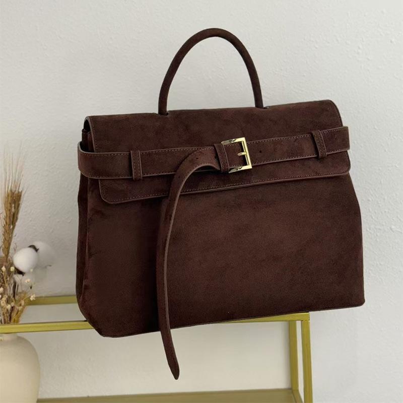 

Зимняя дизайнерская женская сумка с пряжкой из матовой замши, универсальная сумка через плечо, женская рабочая сумка с выдвижной сумкой