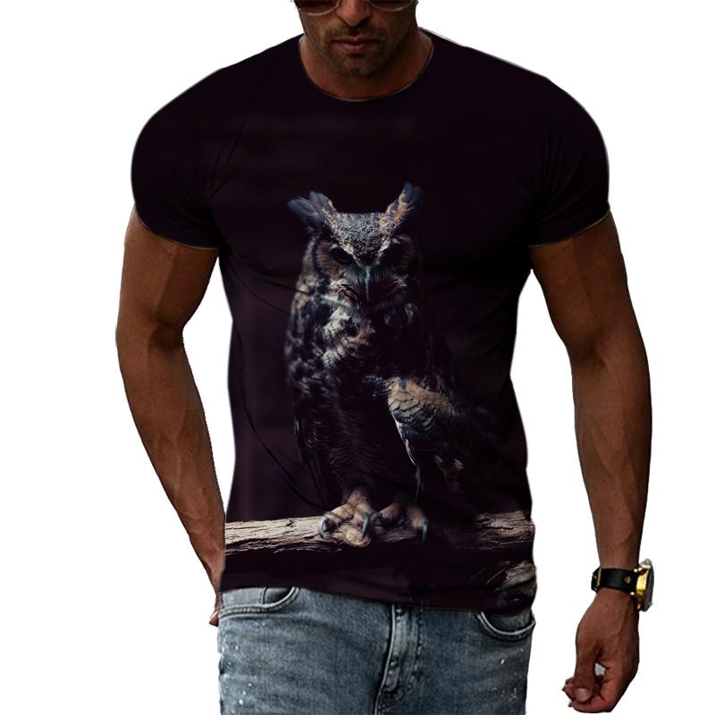 Camiseta con estampado de pájaros divertidos y personalidad de verano para hombre, camisetas casuales con cuello redondo y estampado 3D, estilo callejero de hip hop