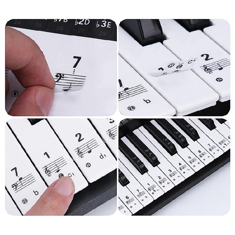 Piano Keyboard Stickers Colorful Bigger Letter Removable for 88/61/54 Key