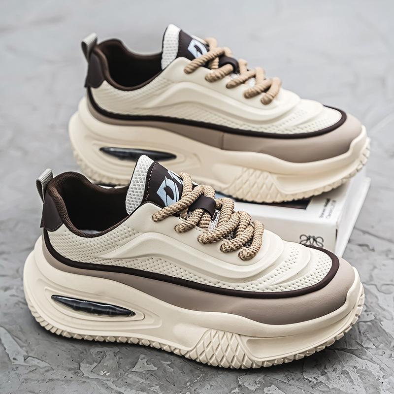 Autumn and Winter New Leather Thick-soled Heightening Dad Shoes Versatile Contrasting Colors Personalized Student Casual Shoes Versatile Men's Shoes