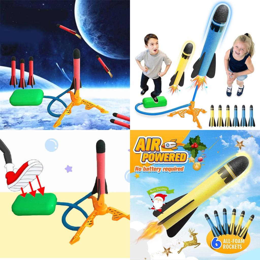 Kid-friendly Colorful Outdoor Toy Foot-powered Glowing Rocket Launcher For Fun Adventures