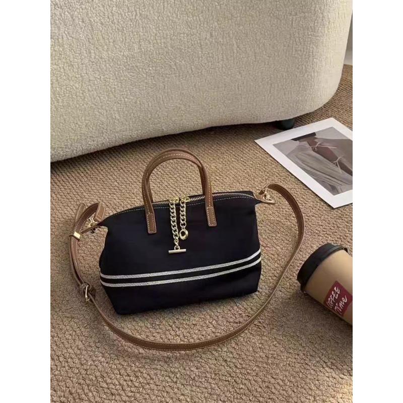 Niche design casual denim tote bag women s striped portable shoulder commuter women s bag fashionable and simple messenger bag
