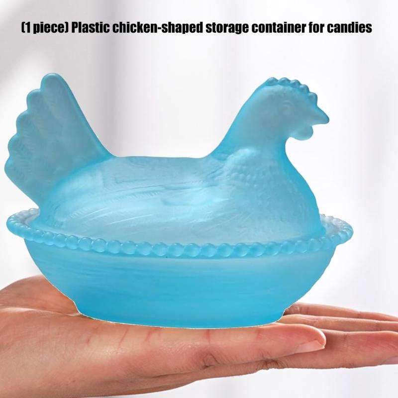 Cute Plastic Clear Hen On Nest Covered Candy Dish Dessert Plate Desktop Easter Christmas Decors Farmhouses Ornament