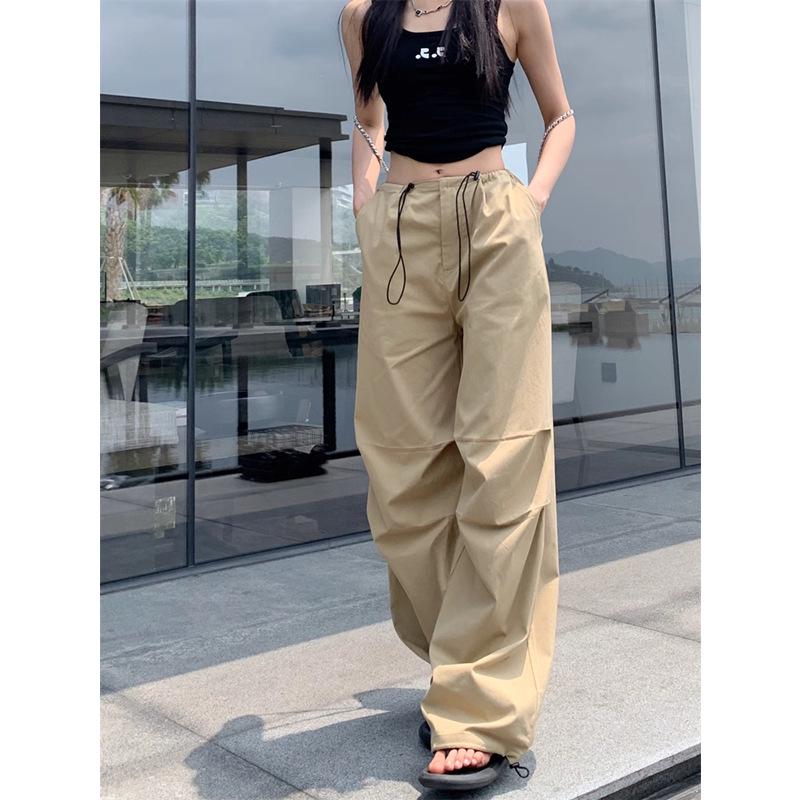 

Women s Retro Wide-Leg Cuffed Drawstring Pants - Spring/Summer 2025 Collection S