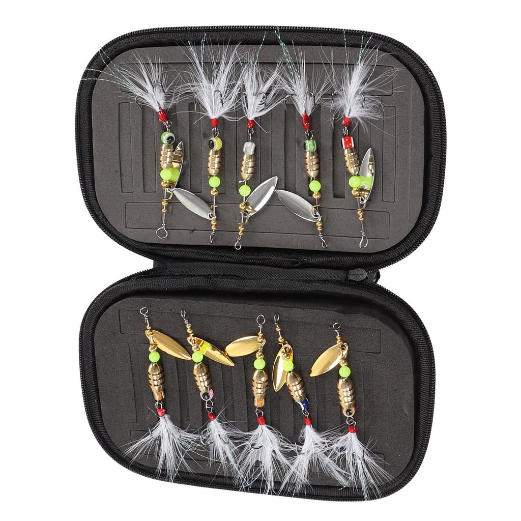 10 ks flitrů rotační rybářské návnady péřové háčky z vysoce uhlíkové oceli odolné vůči slané vodě