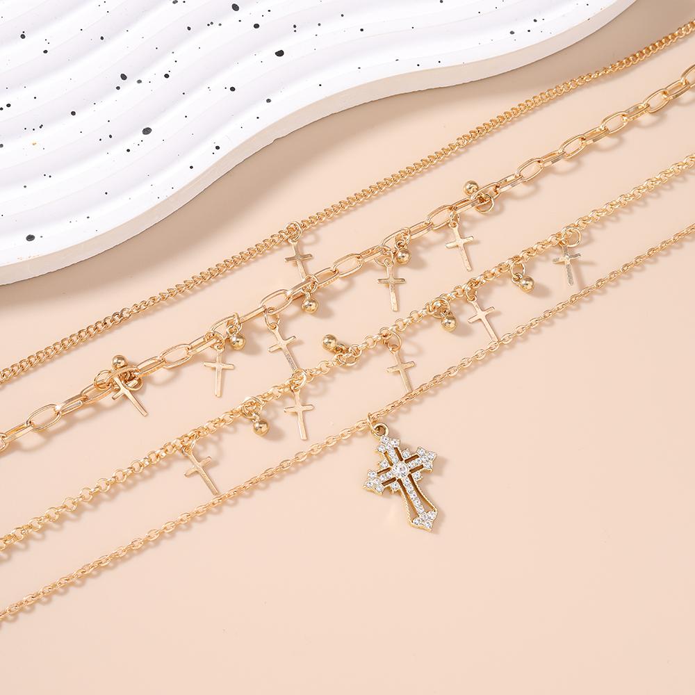 Fashion Gothic Cross Pendants Choker Necklaces for Women Multilayer Chains Necklace Punk Jewelry Gifts
