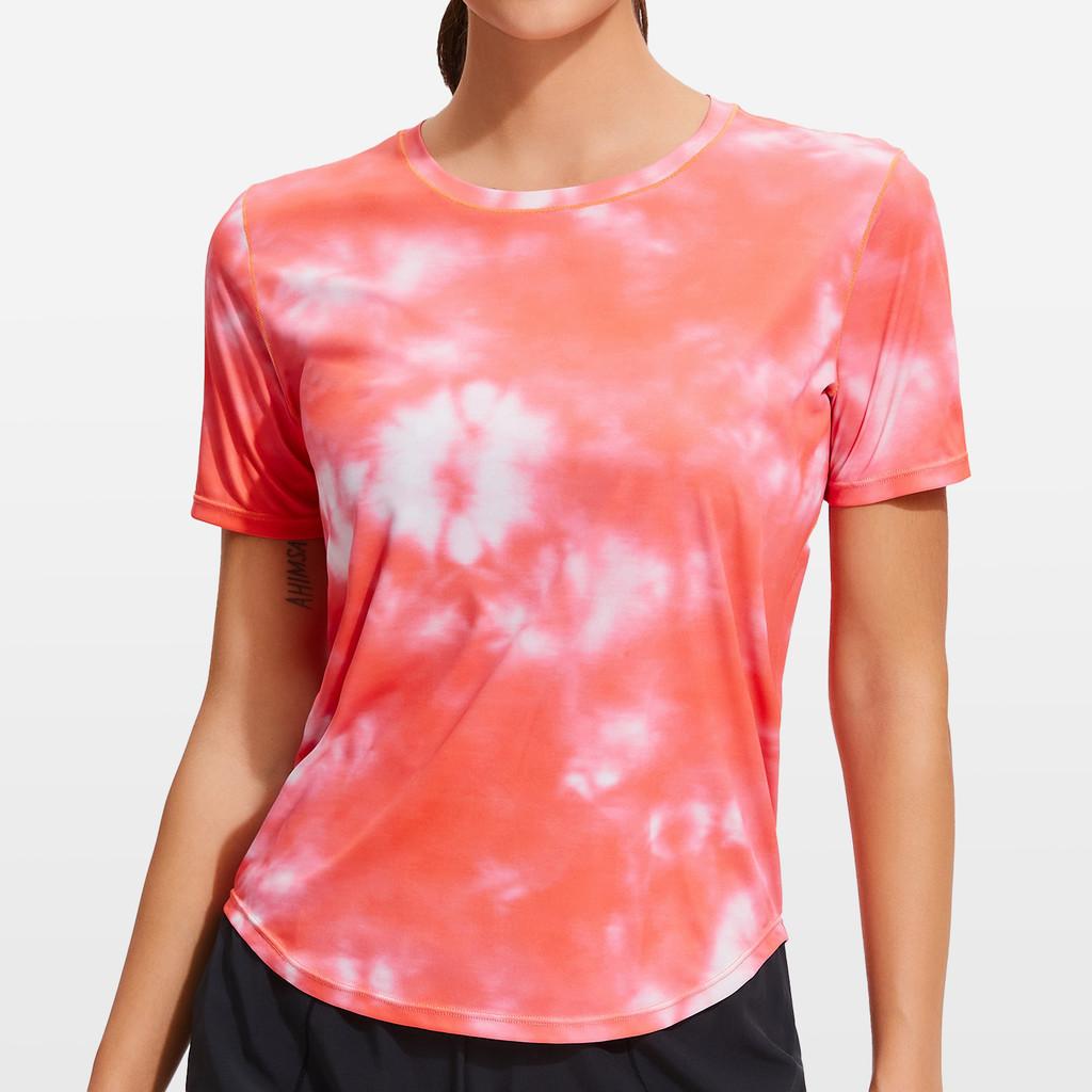 Athletic Breathable Polyester Short Sleeve Tshirt For Running And Yoga For Women