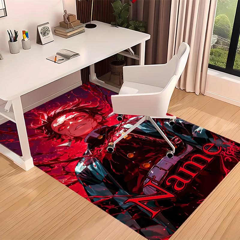 Custom personalization Demon Slayer Tanjiro Print Area Rug - Soft, Washable Non-Slip Indoor Mat,Living Room,Home&Office Decorative Rug