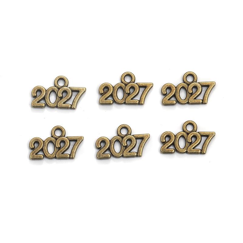 50Pcs Vintage Alloy 9*14Mm Number Charms 2026 2027 Year Pendants Diy Earring Bracelet Necklace Jewelry Making Crafts Accessories