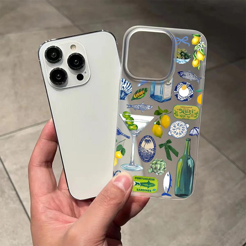 Wein Meeresurlaub Thema Matt Klar Mattiert Stoßfest Handyhülle für IPhone 16 15 14 Plus 13 12 11 7 8 Pro X XR Max 7 8 Plus