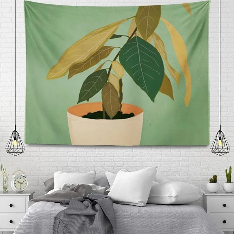 Простой Растение в Горшке Декоративный Гобелен Домашняя Стена Гостиная Офис Декоративный — фото 9