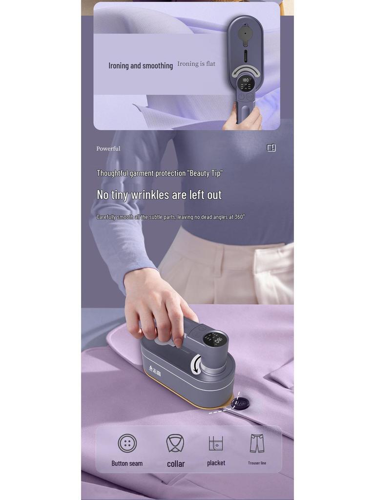 Digital Display Foldable Handheld Steamer: Compact Travel Iron