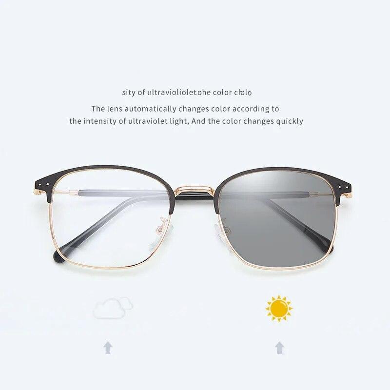 Pochromic Frameless Eyeglasses for Men Fashion Glasses Anti Radiation Eye Sunglasses for Men Korean Glasses Rectangle Compute