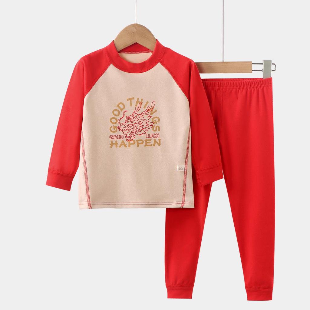 Warm Children's Pajama Set: Plush Long Sleeve Top & Trousers for Boys & Girls (Autumn/Winter)