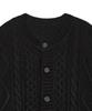 Nodu Fisherman Cable Round Neck Semi-Oversized Long Sleeve Knit Cable Knit Cardigan [Black]