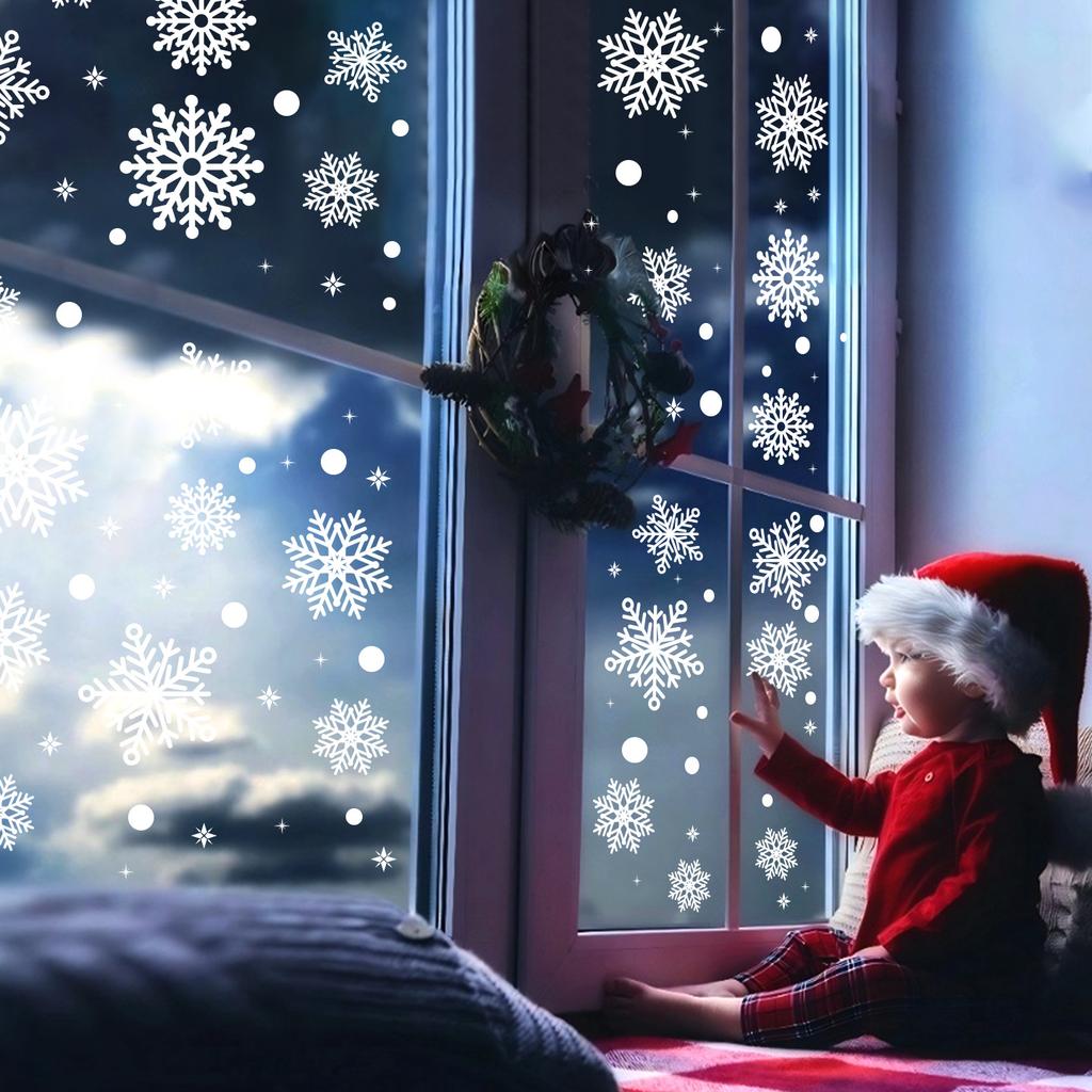 Christmas Decoration Snowflakes Electrostatic Stickers Window Glass Stickers Snowflakes Window Stickers Christmas