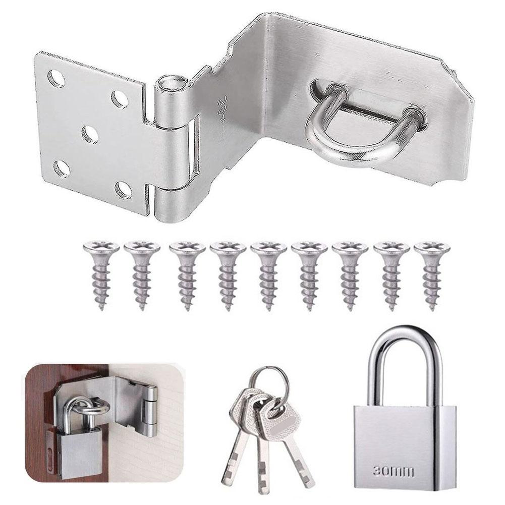 Stainless Steel Deadbolt Lock Hasp With Padlock & Screws Door Latch For Garden Gate Door Lock 90 Degree Hasp Lock Shed Lock China Mainland