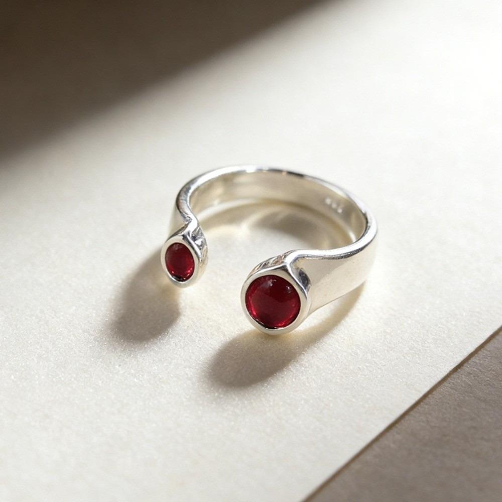 Geometric Zirconia Ring Red Zircon Minimalist Ring New Open Rings Women Accessories красный