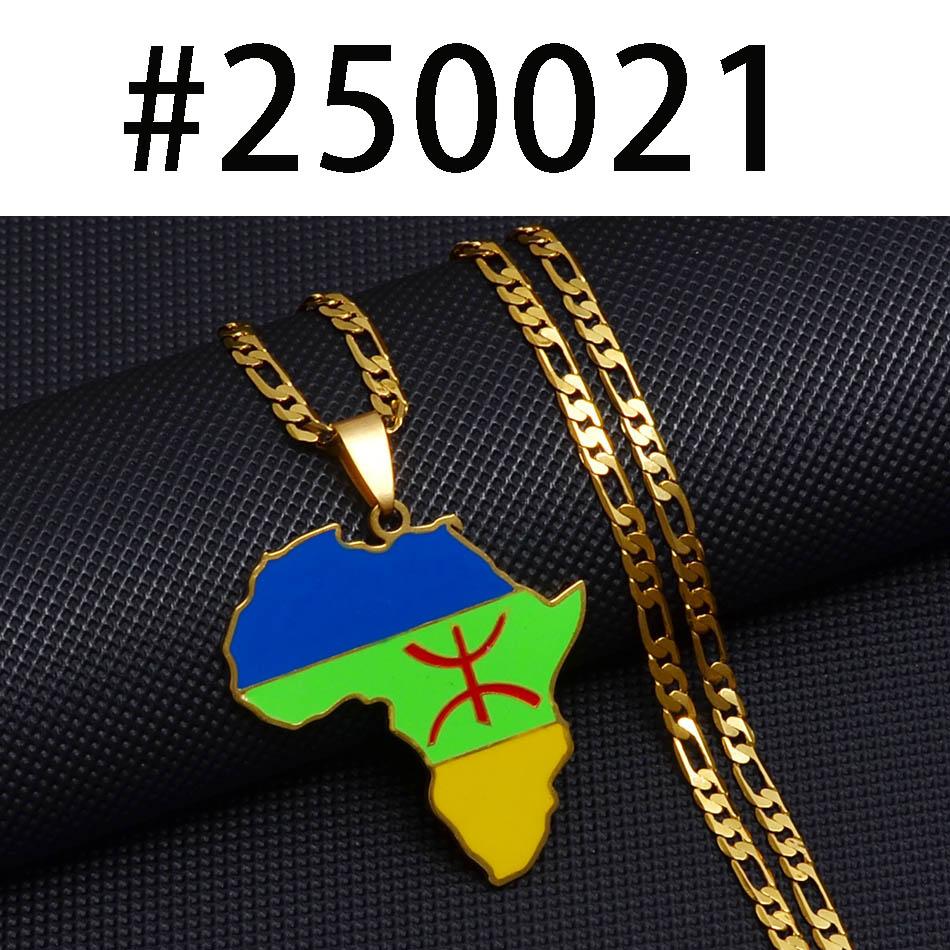 Anniyo Africa Map Berbers Pendant Necklaces African Berber Jewelry for Women Men Morocco Algeria Tunisia Libya #250021 45cm OR 17.7 Inches