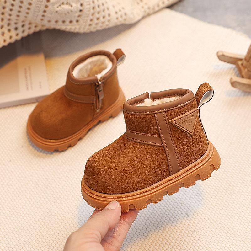 

Зимние детские теплые сноубутсы Детские водонепроницаемые хлопковые ботинки На флисовой подкладке и утолщенные Хлопковая обувь Мягкая подошва Короткие ботинки 26