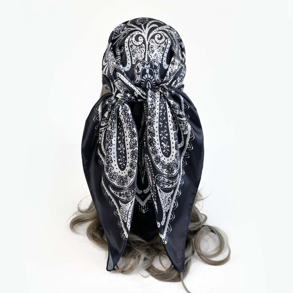 90cm Silk Scarf Ladies Large Square Scarf New Cashew Printed Turban Shawl Silk Scarf Silk Scarf Ladies Fashion