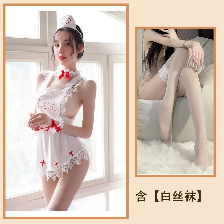 Sexy Lingerie Plus Size Sexy Nurse Uniform Seduction Passion Apron Lace Leak Back Seduction Love Nurse