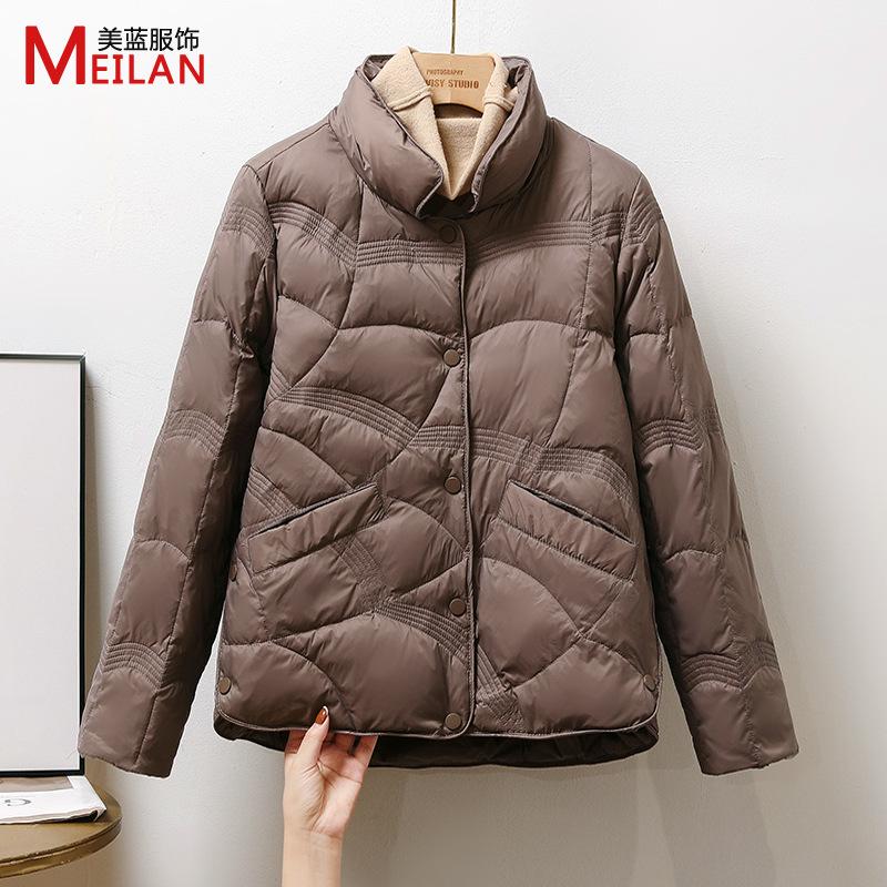 Women's down jacket jacket autumn and winter new short light and thin auspicious cloud stand-up collar simple and hot-selling