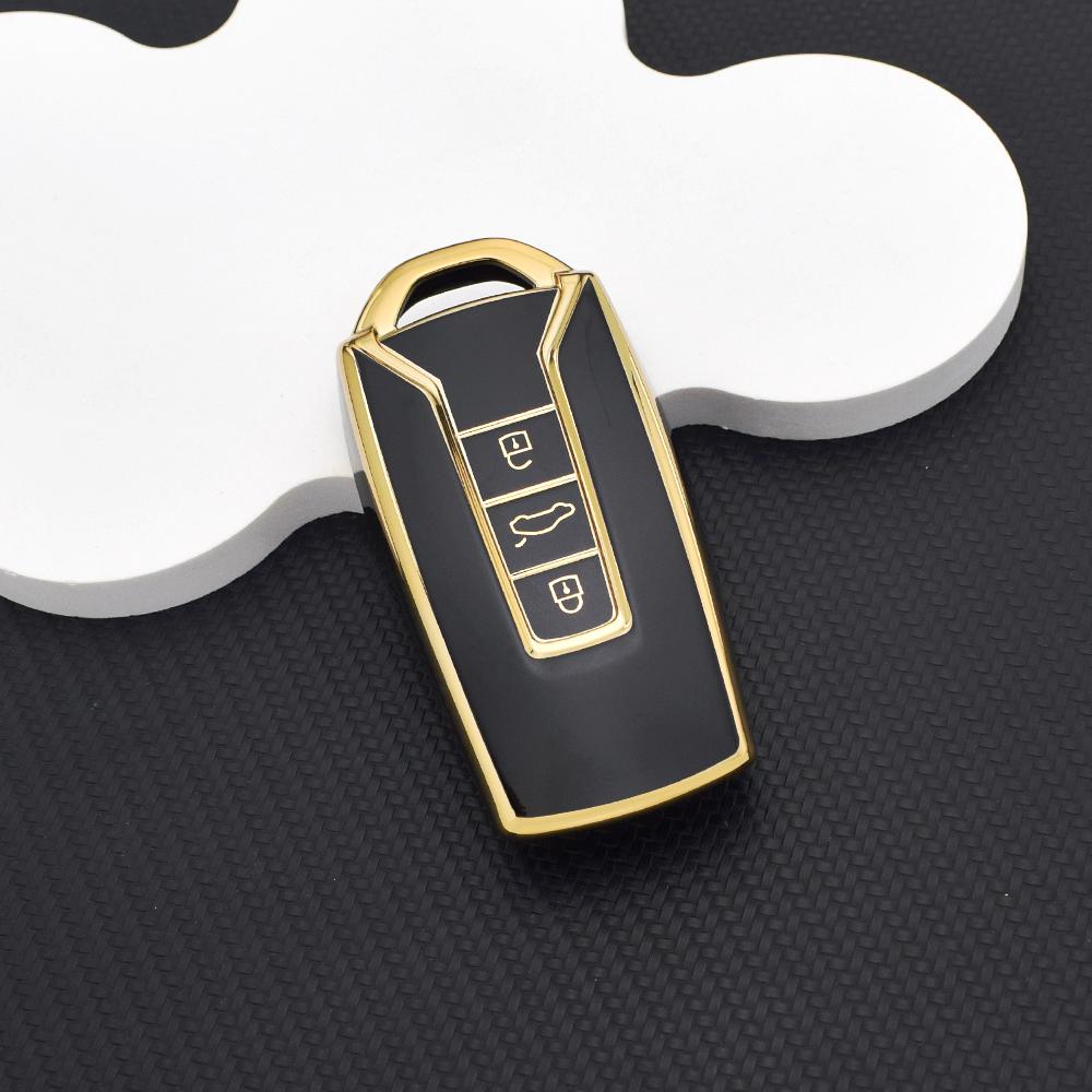 

Soft Durable TPU Key Fob Cover for Volkswagen Touareg 2018-2023 - 3 Button Car Remote Protective Case with Key Chain Key Rings