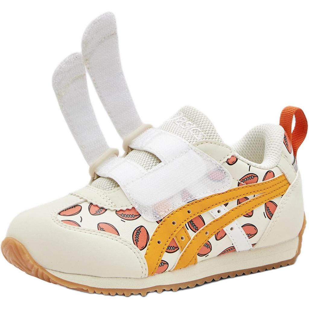 Asics Cotla Rugby Pattern Comfortable Breathable Toddler Stability Wrap Soft Sole Lightweight Fit Cute Kids Casual Shoes Beige Orange 1144A436-200