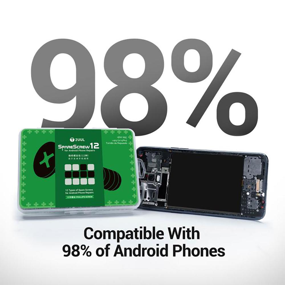 2UUL SC12 1200Pcs Spare Screw 12 Types Phillips Screws for Android Phone Repairs